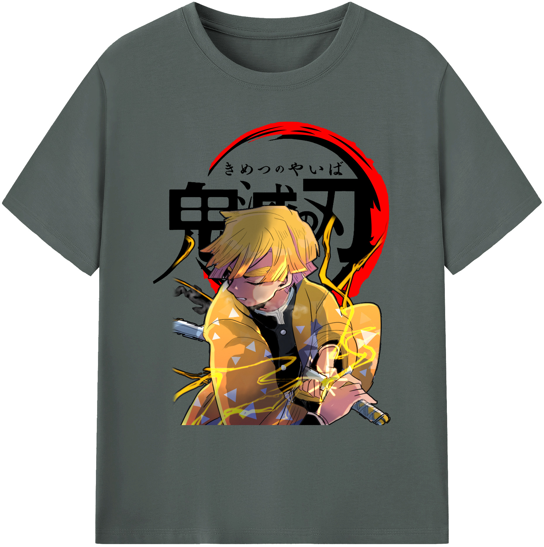 （画像用） 鬼滅の刃（きめつのやいば）我妻 善逸／あがつま ぜんいつ Agatsuma Zenitsu 綿100％ メンズ半袖Tシャツ｜肌触りやわらか＆通気性